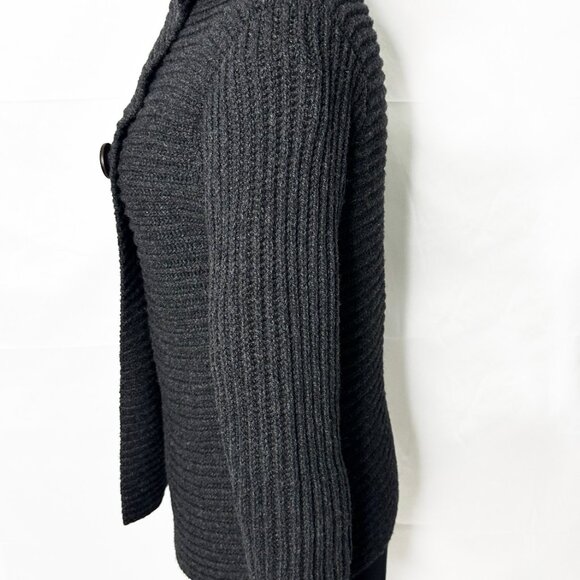 Fisherman Out of Ireland Knit Craft Ribbed Charcoal Button Sweater Jacket Sm. - Picture 2 of 16